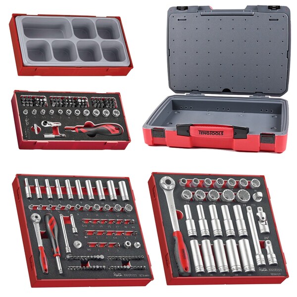 194 Piece 1/4 & 1/2 Inch Drive Socket & Bit Foam Kit